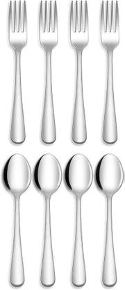 Fably Stainless Steel Table Spoon Dinner Spoon Dinner Fork (pack of 8) Stainless Steel Dessert Spoon Set