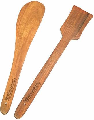Woodykart Rosewood Cooking Spoons set of 2 - Flip (Palta For Dosa/Roti | Handmade | Ideal for NON STICK) Wooden Cooking Spoon, Serving Spoon Set