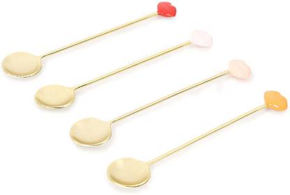 Home4U Home4u Gold Stainless Steel Doppio Coffee Spoons (Set of 4) Stainless Steel Coffee Spoon Set