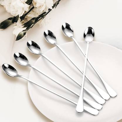 Convay 6 Piece Ice Soda Spoon, falooda Stainless Steel Stainless Steel Ice Tea Spoon, Serving Spoon Set