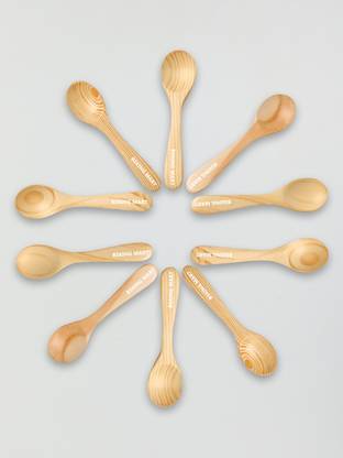 BSKING MART Pine Wooden Masala Spoon Wooden Serving Spoon, Serving Spoon Set