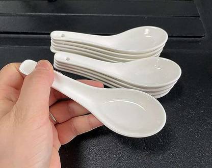 MDNSHO White Soup Spoon Ceramic Asian Ramen Spoons White Spoons for Appetizer Wonton Ceramic Soup Spoon Set