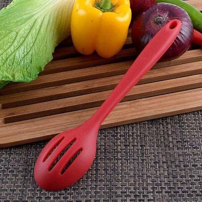 ActrovaX Non-Stick Heat Resistant Silicone Small Colander Silicone Skimmer Slotted Spoon Silicone Serving Spoon, Table Spoon Set