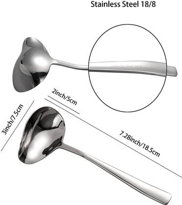 Fanqew Sauce Ladle Large Metal Serving Gravy Long Handle set1 Stainless Steel Cream Spoon