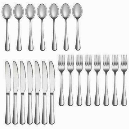 Fably Stainless steel Table Spoon 6 Fork 6 Knife 6 Cutlery Set Table Ware set of 18 Stainless Steel Dessert Spoon Set
