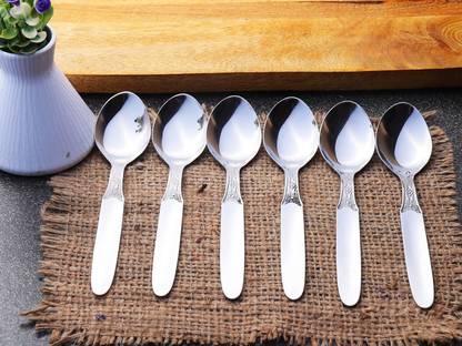 ZEVORA Stainless Steel Dinner Spoon/Table Spoon Set Length 16cm (Medium, Set of 6) Stainless Steel Table Spoon Set