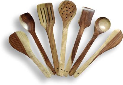DECORASIA Wooden Spatula (Pack of 7) Wooden Ladle