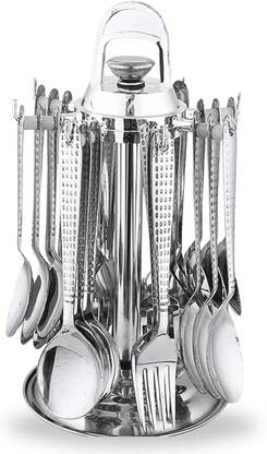 BLLUEX Cutlery Set of 24 Spoons, Contains 6 Master Spoons ,6 Table Spoon ,6 Fork,6 Soup Stainless Steel Dessert Spoon