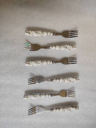 AGS MART Ceramic-Designer-kitchen-stainless-steel-dinner-fork-set-6 Stainless Steel Salad Spoon Set