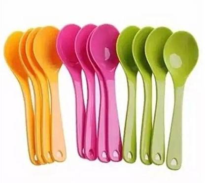 CRAZYGOL Plastic Premium Quality Multicolour Spoon Plastic Tea Spoon, Table Spoon, Sugar Spoon, Cream Spoon, Coffee Spoon Set