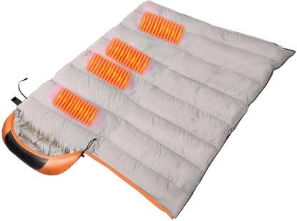 Lyla Heated Sleeping Bag Soft USB Waterproof Warm for Hiking Camping Outdoor Orange