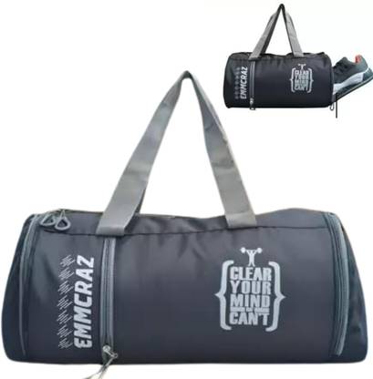 EMMCRAZ Men & Women black Sports Duffel with Shoe Compartment & Detachable Belt