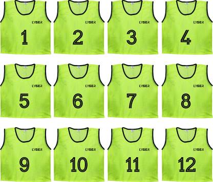 LYGER 12Pcs Numbered Bibs/Scrimmage Vest/Team Practice Jerseys for Basketball- Green Medium Football, Hockey Bib