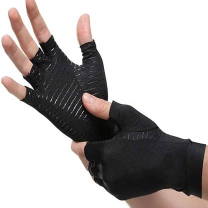 MOMISY Copper infused Arthritis Gloves Hand Compression Gloves-Black-Medium Gym & Fitness Gloves
