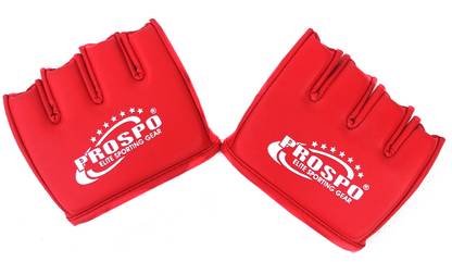 PROSPO Knockout Knuckle Gloves, Padded Cut Finger Gloves - (Red) Martial Art Gloves