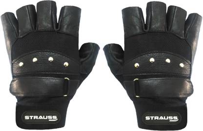 Strauss Pro Leather Gym Gloves | Exercise Gloves | Fitness Gloves | Hand Gloves for Gym Gym & Fitness Gloves
