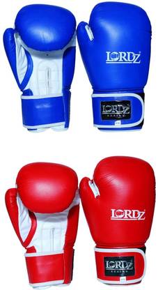 Lordz Genuine Leather Moulded Boxing Gloves Red and Blue (Combo pack of 2 Pair) 10oz Boxing Gloves