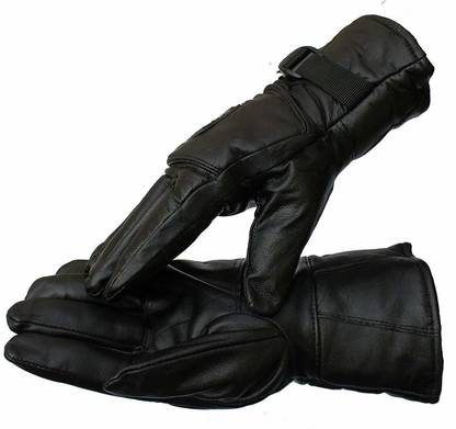 zaysoo Special Black 1 Pair Leather Snow Proof Winter Gloves Driving Gloves