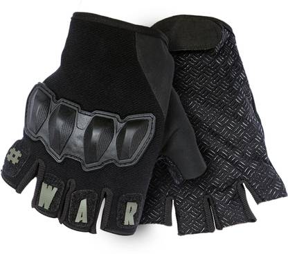 zaysoo WAR# Riding Cycling Weight Lifting Half Finger Hard Knuckle Tactical Gloves WAR Riding Gloves