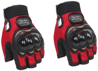 Yeahmom Motorcycle Half Finger Hard Knuckle Racing Breathable & Protective Hand Gloves Riding Gloves  (Red)