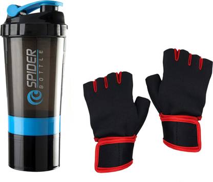 COOL INDIANS Unisex Combo Fitness kit Red Gym Gloves with PREMIUM gym shaker bottle-500ml Gym & Fitness Gloves