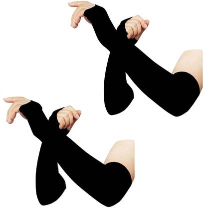 Khargadham Black UV Sunblock protection with Thumb Hole Arm Sleeves for Unisex Cycling Gloves