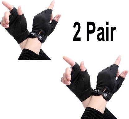 DreamPalace Bike Gloves Half Finger Fitness Sport Gloves Cycling Gloves (2 Pair) (Black) Riding Gloves