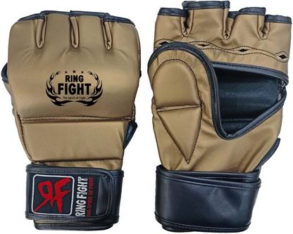 RF RING FIGHT Grappling Gloves Muay Thai Kickboxing MMA Gloves Gold/Black Boxing Gloves