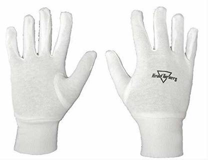 HeadTurners Wicketkeeping Inners Gloves Soft Cotton Full Size Batting Gloves-(White, One Pair) Wicket Keeping Gloves