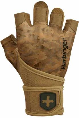 Harbinger Pro Wristwrap 2.0 Weightlifting Gloves, Unisex, Tan, Small Gym & Fitness Gloves