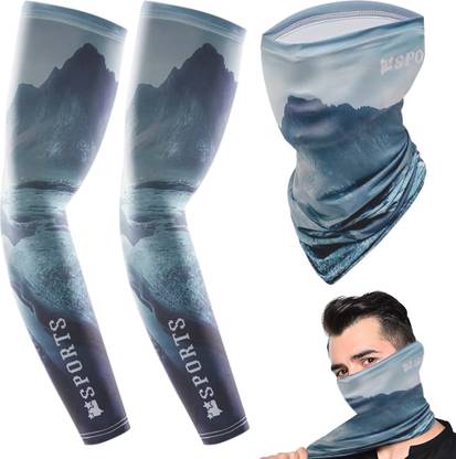 PROBEROS UV Protection Arm Sleeves Bandana Combo for Men Cooling Arm Sleeves UPF 50 Arm Cycling Gloves