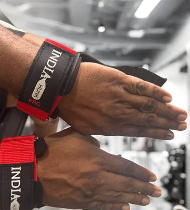 INDIAHUNK LLP INDIAHUNK GRIPPS PRO Lifting and Exercises Wrist Strap Grips (red) Gym & Fitness Gloves