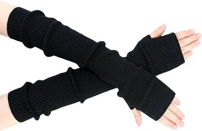 LQZ Arm Warmer Winter Fingerless Gloves Knit Mitten Gloves Wrist Warmer Cycling Gloves