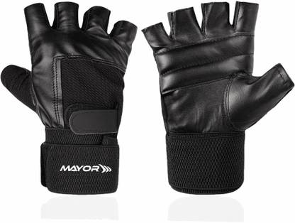 MAYOR Premier Leather Gym Weight Lifting with Wrist Support (Free Size) Gym & Fitness Gloves
