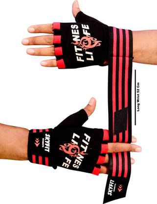 SKYFIT Super Strong Wrist Support Gym Sports Gloves Gym & Fitness Gloves