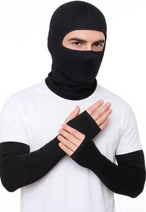 AJROBE Sweat-Free Summer Combo Quick-Dry Balaclava with Arm Protection Riding Gloves