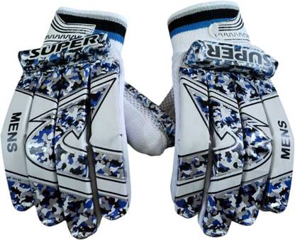NE NEPTUNE Cricket Lightweight Leather Grip Batting Gloves Batting Gloves (White, Blue) Batting Gloves