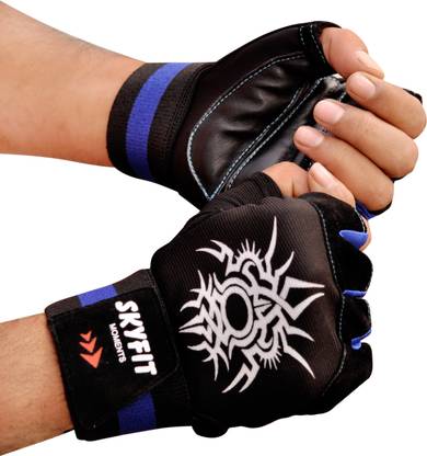 SKYFIT Super Dryfit Leather Padded Gym Sports Riding Gloves Gym & Fitness Gloves