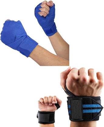 SEAGULL Combo Hand Wrap For Exercise Hand Bandage + Weightlifting Wrist Support Gym & Fitness Gloves