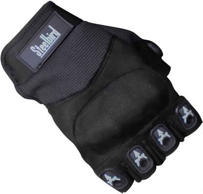 Steelbird Half Finger Bike Riding Gloves, Protective Off-Road Motorbike Racing Riding Gloves
