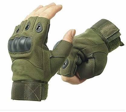 GymWar Tactical Gloves Rubber Hard Knuckle Gloves Half Finger Outdoor Gloves Gym & Fitness Gloves
