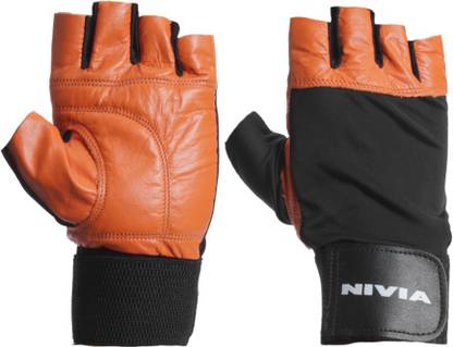 Nivia Leather Gym Fitness Gloves with Wrist Wrap