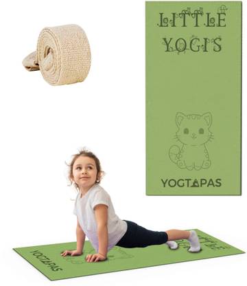 YOGTAPAS Yoga mat for kids boys girls little yogis champs workout yoga mat Army Green 4 mm Yoga Mat
