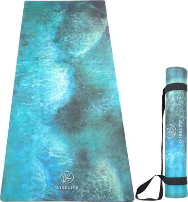 Wiselife Suede & Natural Rubber Yoga Mat+ Carry Strap 5MM | Extra Large (Deep Ocean) 5 mm Yoga Mat