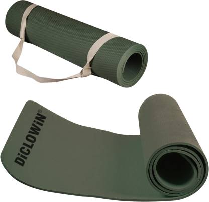 DiCLOWiN Yoga Mat - Exercise Yoga For Men, Women, Children, Elderly (Army green) 6 mm Yoga Mat