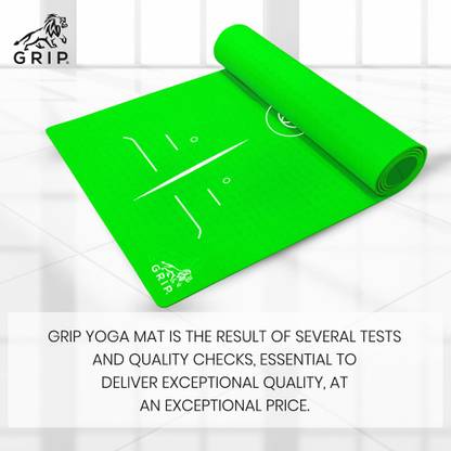 Grip 24 Inches x 72 Inches On The Go Series Parrot Green Color Lotus Alignment Design 6 mm Yoga Mat