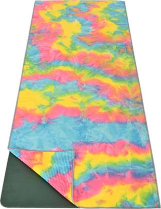 Wiselife Yoga Mat Towel Teal Yellow– Non-Slip, Super Absorbent & Quick Dry Microfiber Yellow 4 mm Yoga Mat