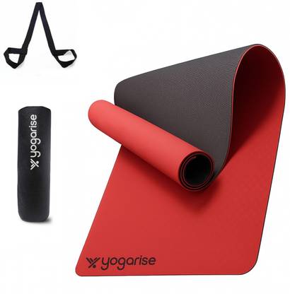 Yogarise Anti-Slip Yoga Mat with Carry Bag & Strap for Women and Men, Premium TPE Mat Red, Black 5.8 mm Yoga Mat