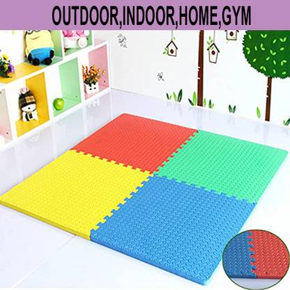 Draven Non-Toxic Interlocking Floor Mat for Yoga,Exercise|16 Sqft 4Tiles EVA Puzzle Mat Multicolor 12 mm Exercise & Gym Mat