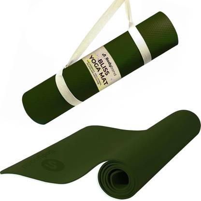 BODYBAND Yoga Mat for Men Women Kids Exercise Mat Workout Mat with Carry Strap Matte 4mm Green 4 mm Yoga Mat